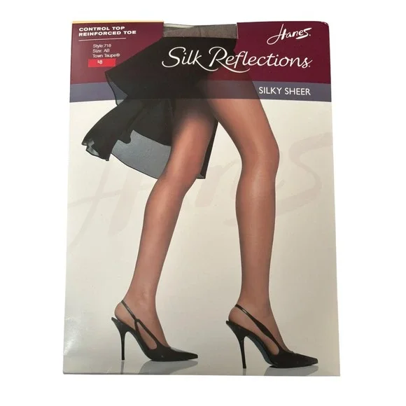 Hanes Silk Reflections Silky Sheer Pantyhose Control Top Reinforced Toe AB - Picture 1 of 4